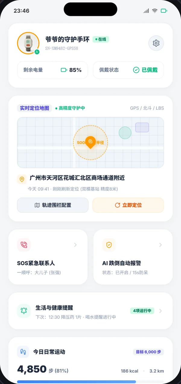 首页总览：App 界面